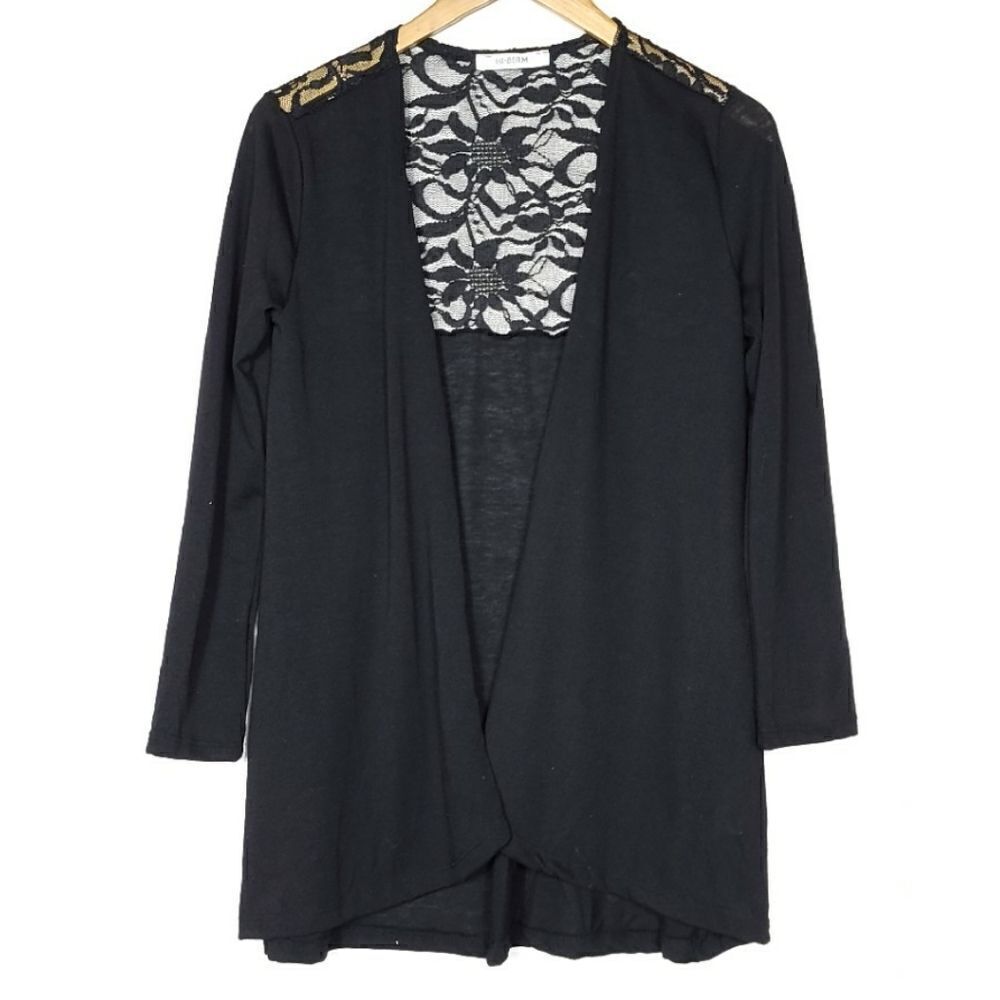 HI Beam Black Lace Back Cardigan